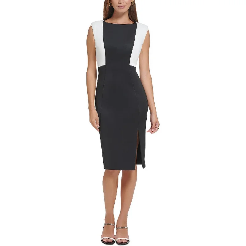 Patchwork Dresses for Bohemian -Calvin Klein Womens Scuba Colorblock Sheath Dress