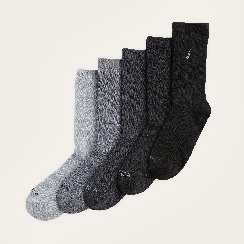 Mini Dresses for Youthful Look -Nautica Womens Crew Dress Socks, 5-Pack