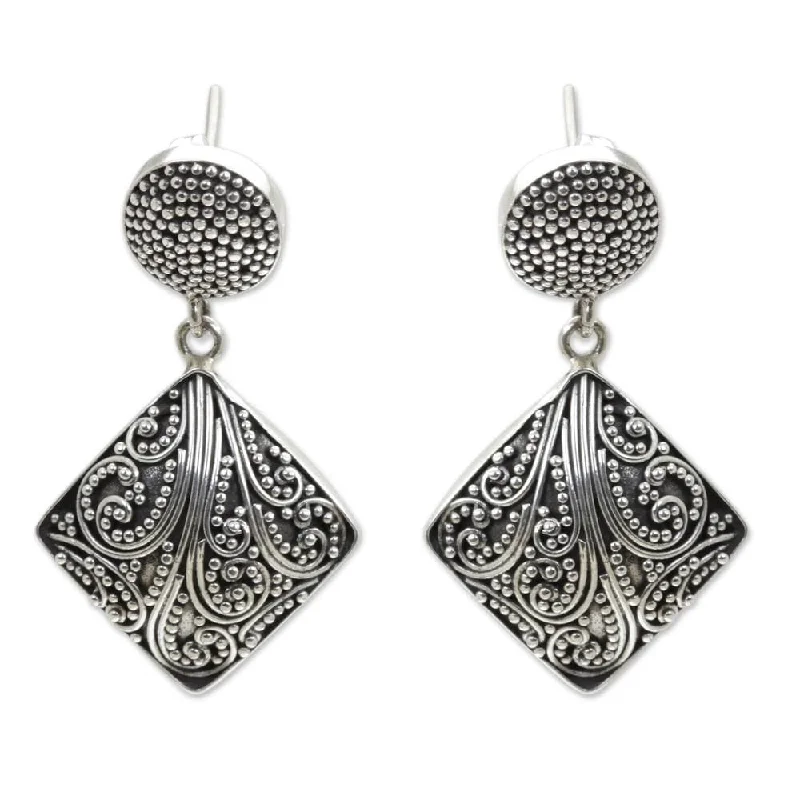 Round Drop Earrings for Classic -Sterling Silver 'Island Rain' Earrings (Indonesia)