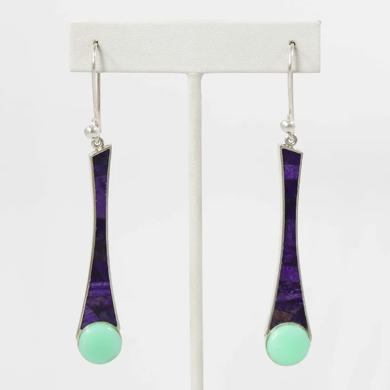 Oval Drop Earrings for Grace -Sugilite and Chrysoprase Earrings