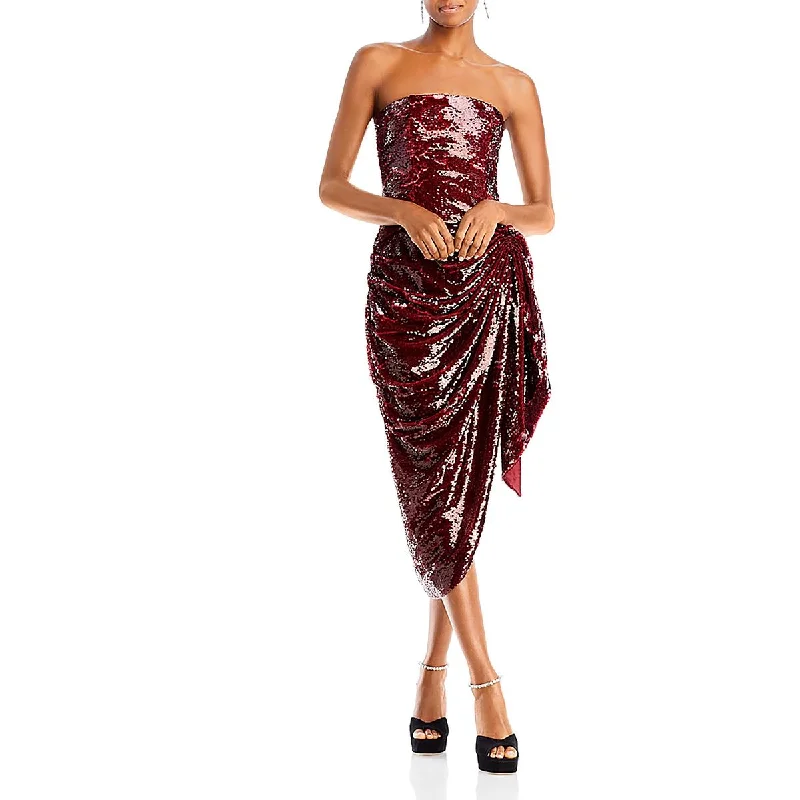 Studded Dresses for Statement -Cinq a Sept Womens Shea Sequined Midi Cocktail And Party Dress