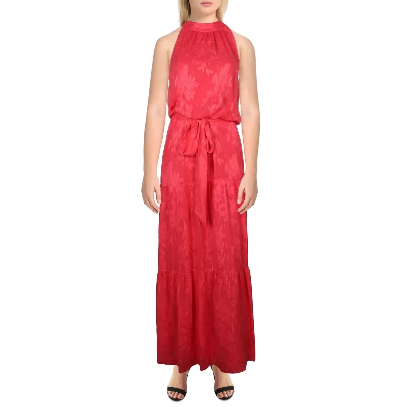 Low-waisted Dresses for Relaxed -Julia Jordan Womens Full Length Belted Halter Dress