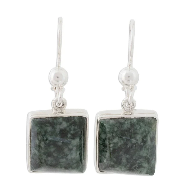 Maximalist Drop Earrings for Bling -Love Immortal Jade Sterling Silver Earrings