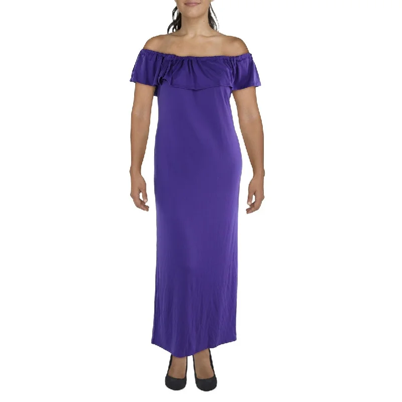 Casual Dresses for Everyday -24seven Comfort Apparel Womens Plus Full Length Ruched Maxi Dress