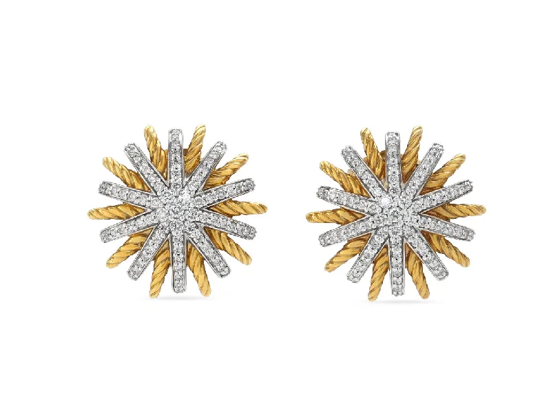 Retro Drop Earrings for Nostalgia -David Yurman 'Starburst' Diamond Earrings in 18K Gold