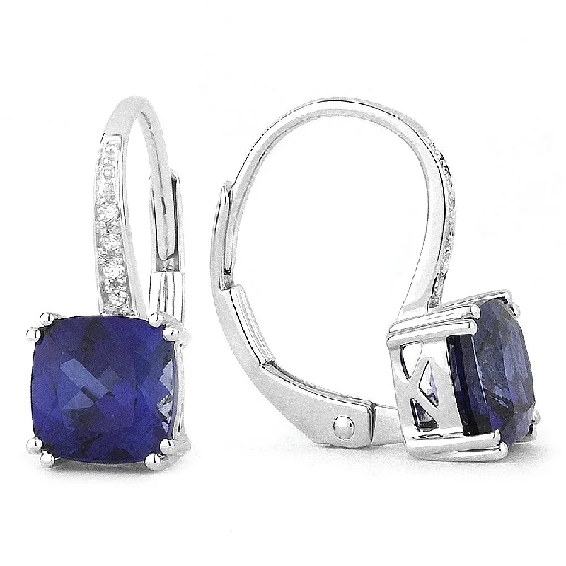 Drop Earrings with Polished Shine -6.5 16.9 Mm 2.76Ct Created Sapphire Drop/dangle Earrings In 14K White Gold