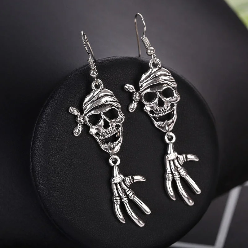 Geometric Drop Earrings for Trend -Wholesale Punk Skull Retro Rock Alloy Earrings