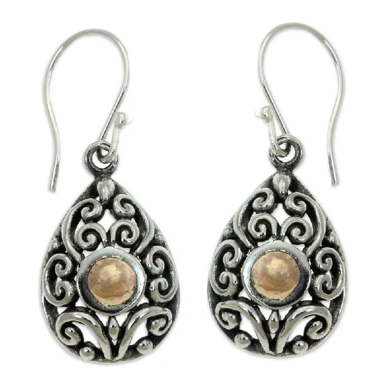 Drop Earrings for Party Look -Handmade Gold Accent Dangle Earrings, 'Tropical Tear' (Indonesia) - 1.2L*0.4W