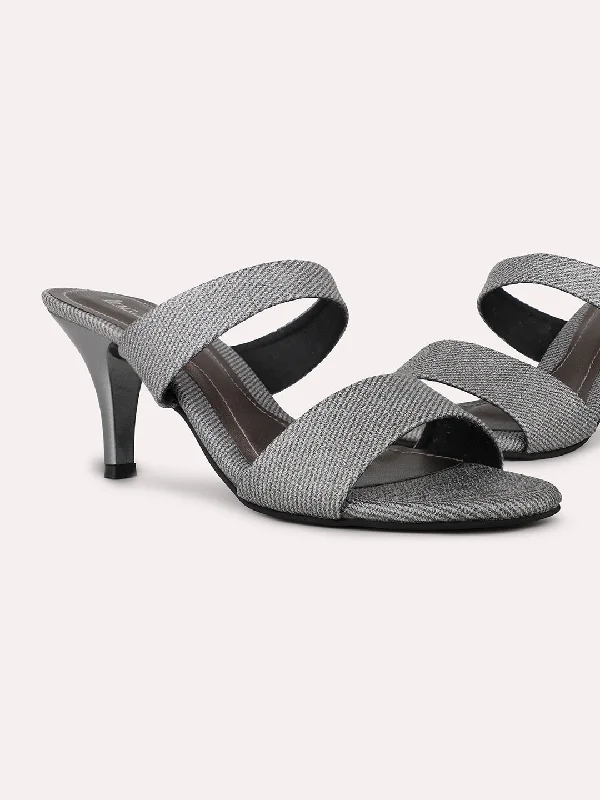 Beach sandals for women with flip-flop style and waterproof construction for comfort-Womens Pewter Party Wear Solid Round Toe Heels