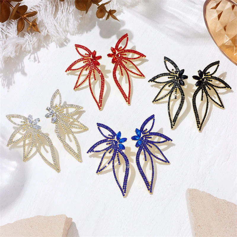 Triangular Drop Earrings for Edge -Wholesale Diamond Inlaid Butterfly Girl Alloy Earrings