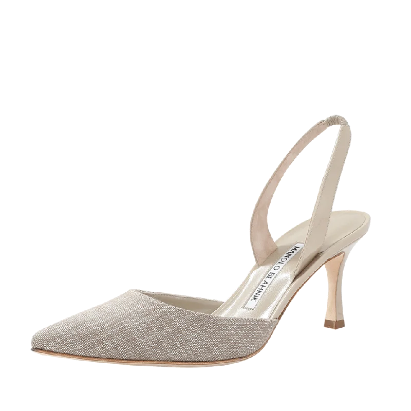 Casual sandals for men with comfortable leather material and lightweight feel-Carolyne Linen Slingback Heels