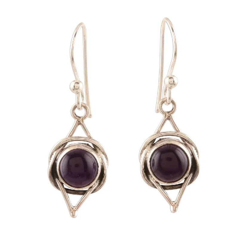 Screw Back Drop Earrings for Security -NOVICA Intricate Twirl in Purple, Amethyst dangle earrings - 1.2*0.4