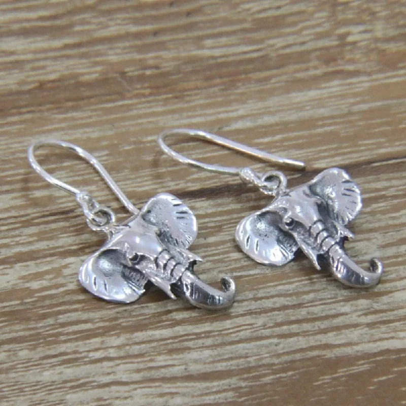 Maximalist Drop Earrings for Bling -NOVICA Handmade Sterling Silver 'Balinese Elephants' Earrings (Indonesia) - 1.3*0.6