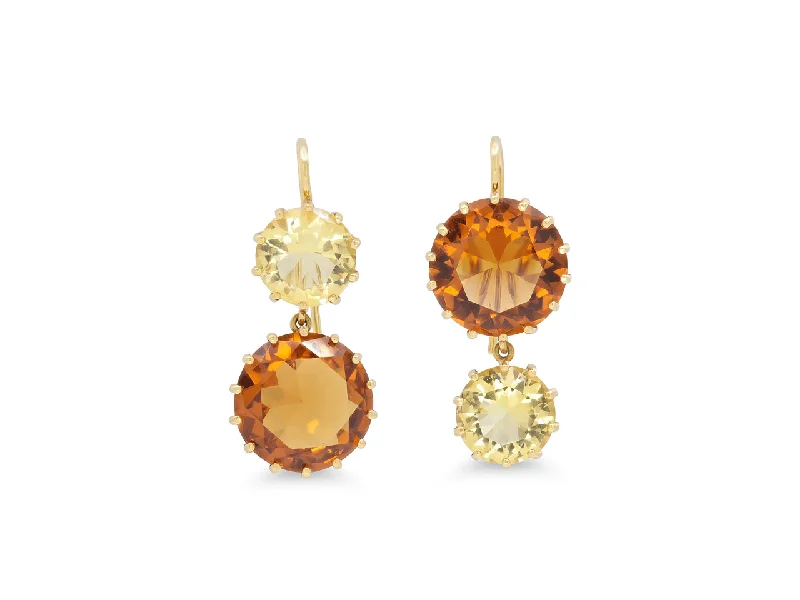 African Drop Earrings with Culture -Citrine Earrings in 18K Gold