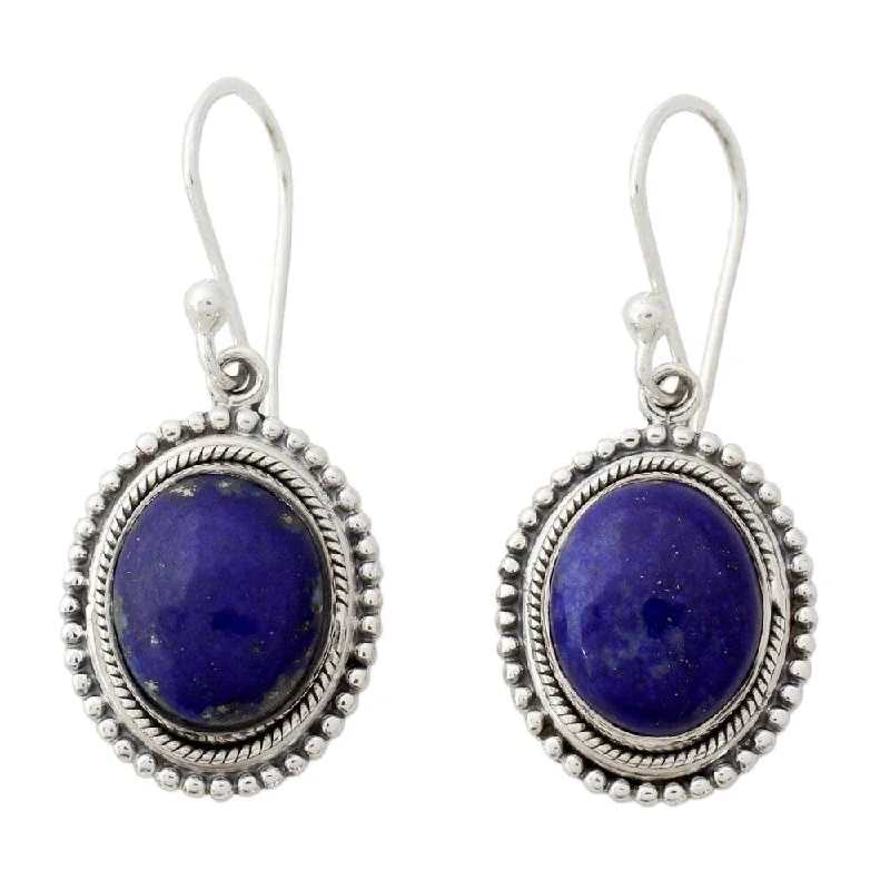 Drop Earrings for Travel Look -NOVICA Handmade Sterling Silver True Clarity Lapis Lazuli Earrings (India) - 1.4*0.6