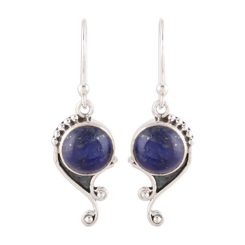 Push Back Drop Earrings for Convenience -NOVICA Deep Sea Charm, Lapis lazuli dangle earrings