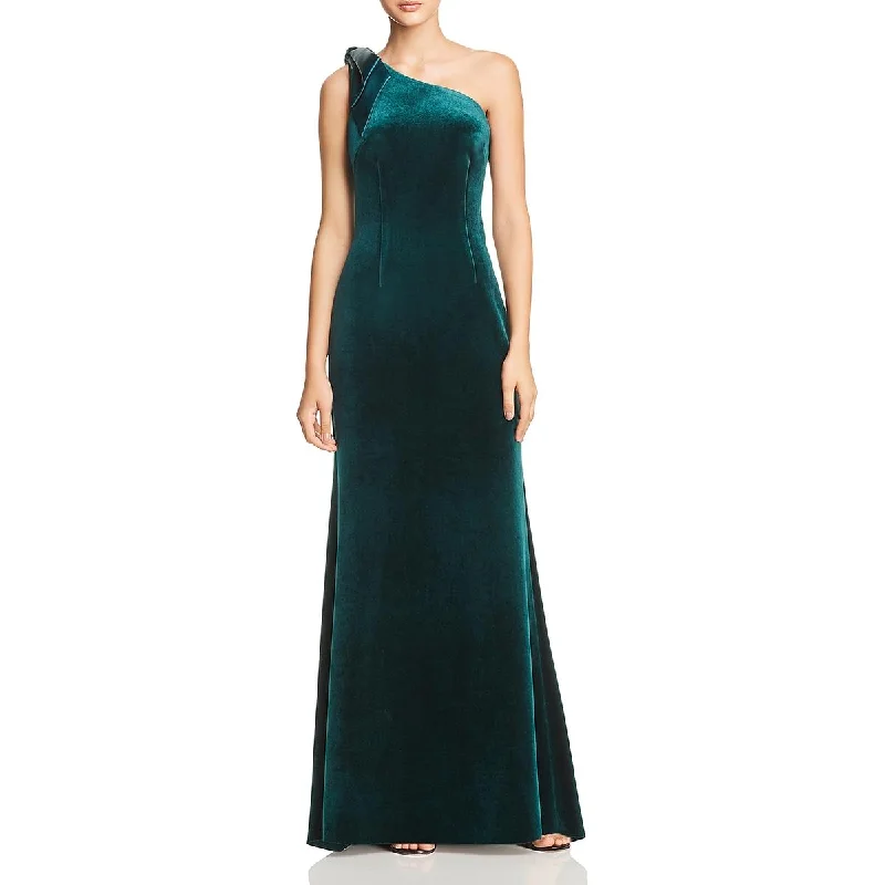 One-shoulder Dresses for Trendy -Eliza J Womens Velvet One Shoulder Evening Dress