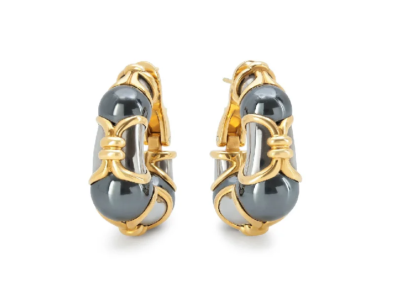 Lead Free Drop Earrings for Health -Bulgari Hematite Earrings in 18K Gold and Steel