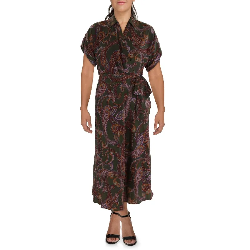 Fringed Dresses for Edgy -Lauren Ralph Lauren Womens Paisley Midi Midi Dress