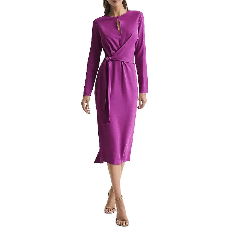 Cotton Dresses for Comfort -Reiss Womens Faux Wrap Midi Midi Dress