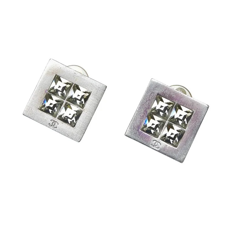 Adjustable Drop Earrings for Custom Fit -Chanel Coco Metal Rhinestone Clip Earrings (Pre-Owned)