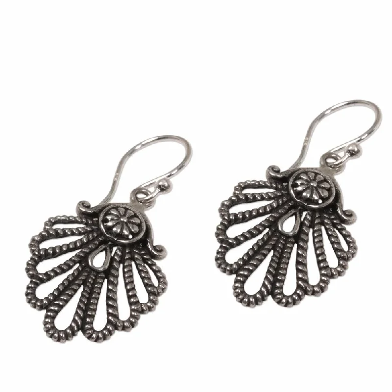 Crystal Drop Earrings for Sparkle -NOVICA Sterling Silver 'Gleaming Shell' Earrings - 1.4*0.7