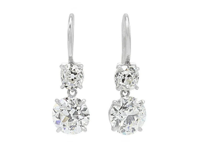 Drop Earrings for Shopping Trip -Beladora 'Bespoke' Old-cut Diamond Earrings in Platinum