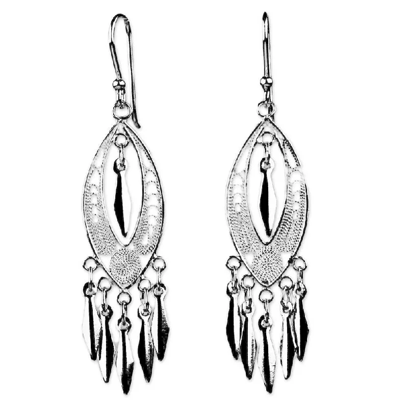 Drop Earrings for Graduation Day -NOVICA Handmade Shining Spears Sterling Silver Filigree Chandelier Earrings (Thailand) - 2.2*0.5