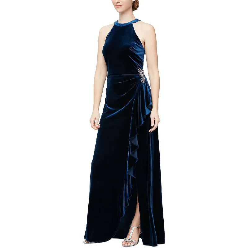 Embroidered Dresses for Detailed -Alex & Eve Womens Velvet Embellished Evening Dress