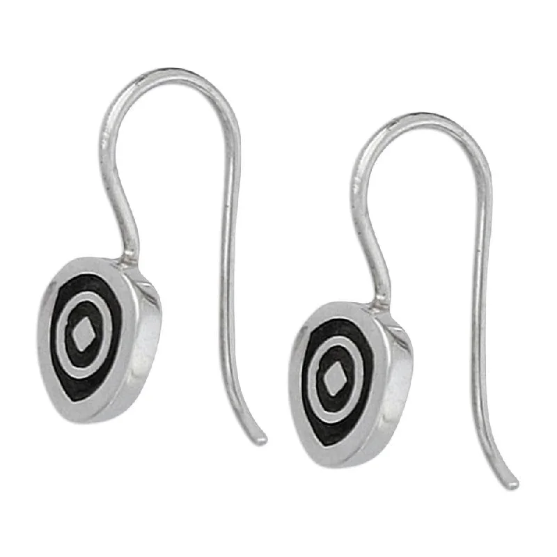 Drop Earrings with Debossed Designs -Handmade Sterling Silver 'Hypnotize' Earrings (Mexico)