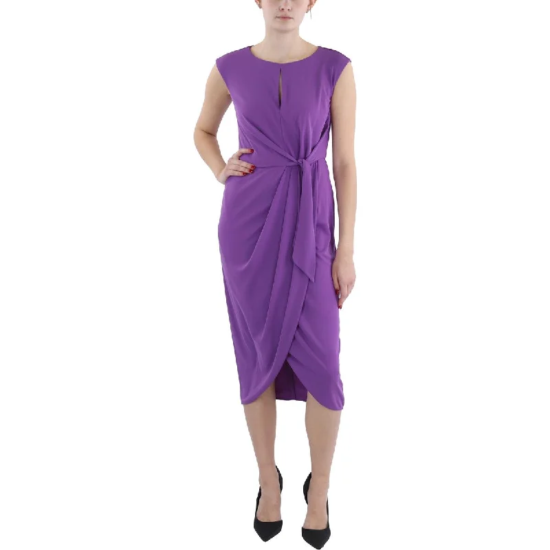 Elastic Dresses for Fit -Lauren Ralph Lauren Womens Midi Sleeveless Evening Dress