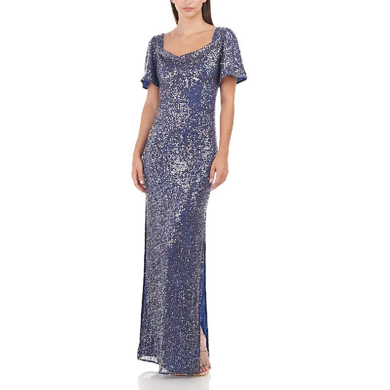 Maxi Dresses for Elegant Style -JS Collections Womens Sequin Cowl Neck Evening Dress