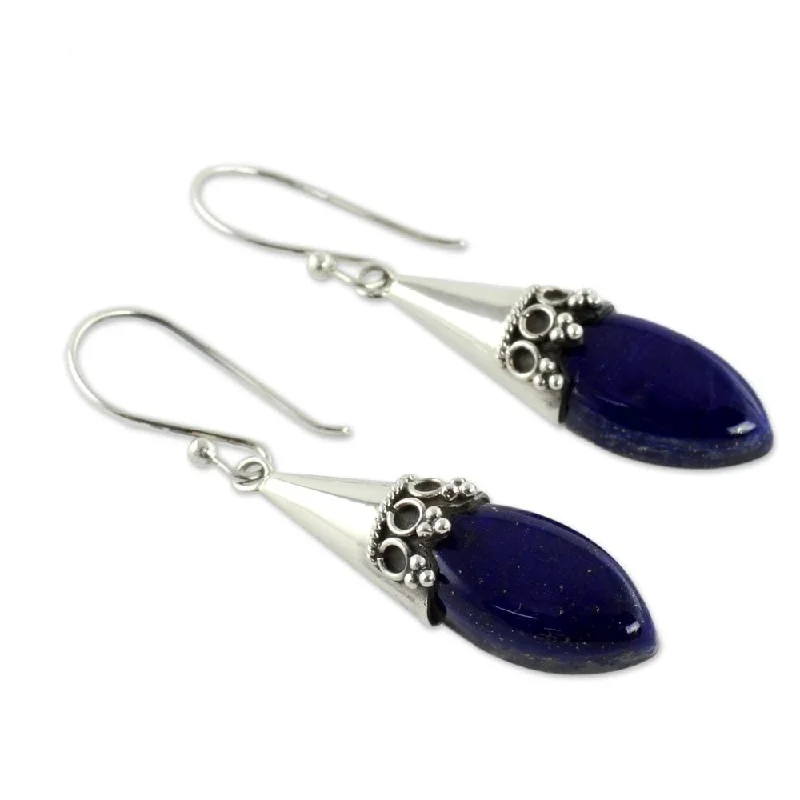 Drop Earrings for Graduation Day -NOVICA Sterling Silver Regal Lapis Lazuli Dangling Earrings (India)