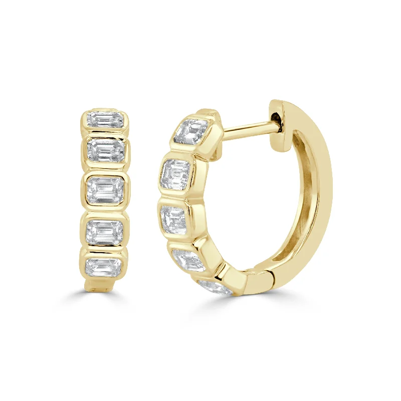 Clip On Drop Earrings for Non Pierced -Joelle Collection Diamond Huggie Earrings 14K Gold