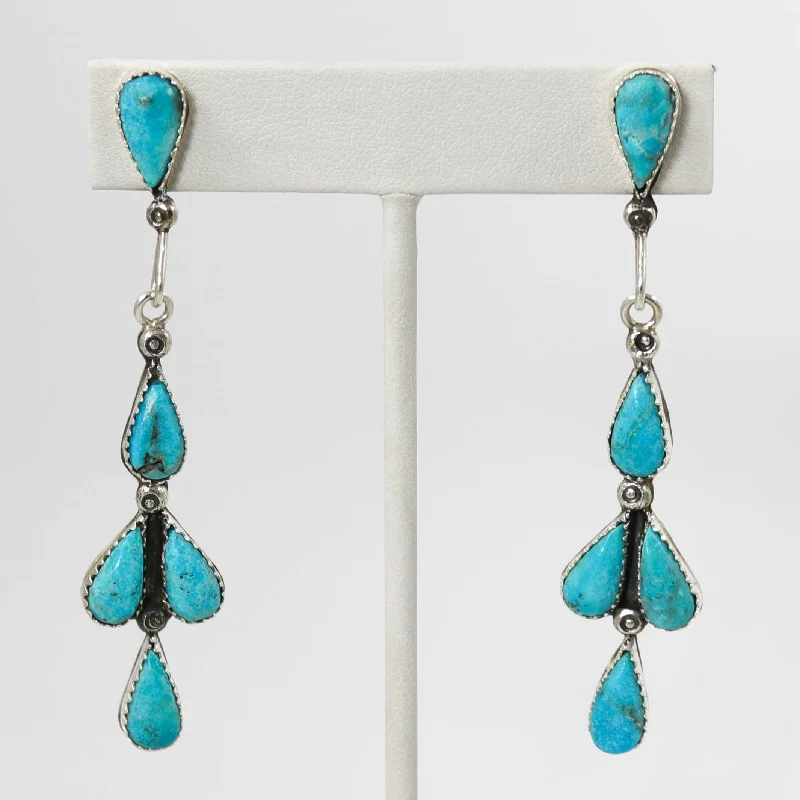 Triangular Drop Earrings for Edge -Kingman Turquoise Earrings