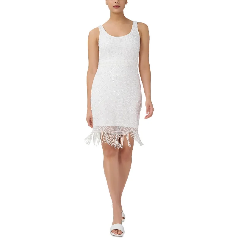 Ethnic Dresses with Tribal Design -Adrianna Papell Womens Fringe Short Cocktail and Party Dress