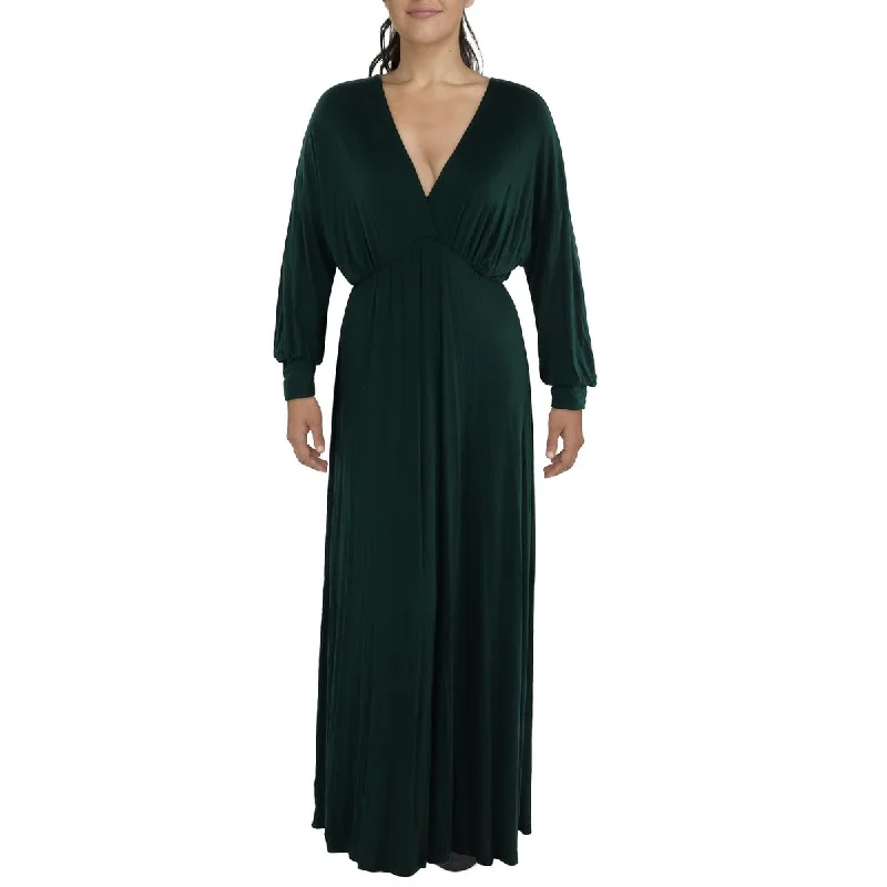 Midi Dresses for Versatile Wear -24seven Comfort Apparel Womens Plus Full Length V-Neck Maxi Dress