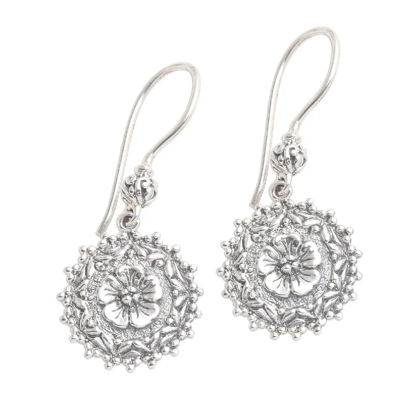 Push Back Drop Earrings for Convenience -NOVICA Flowers of Yesteryear, Sterling silver dangle earrings - 1.5*0.6