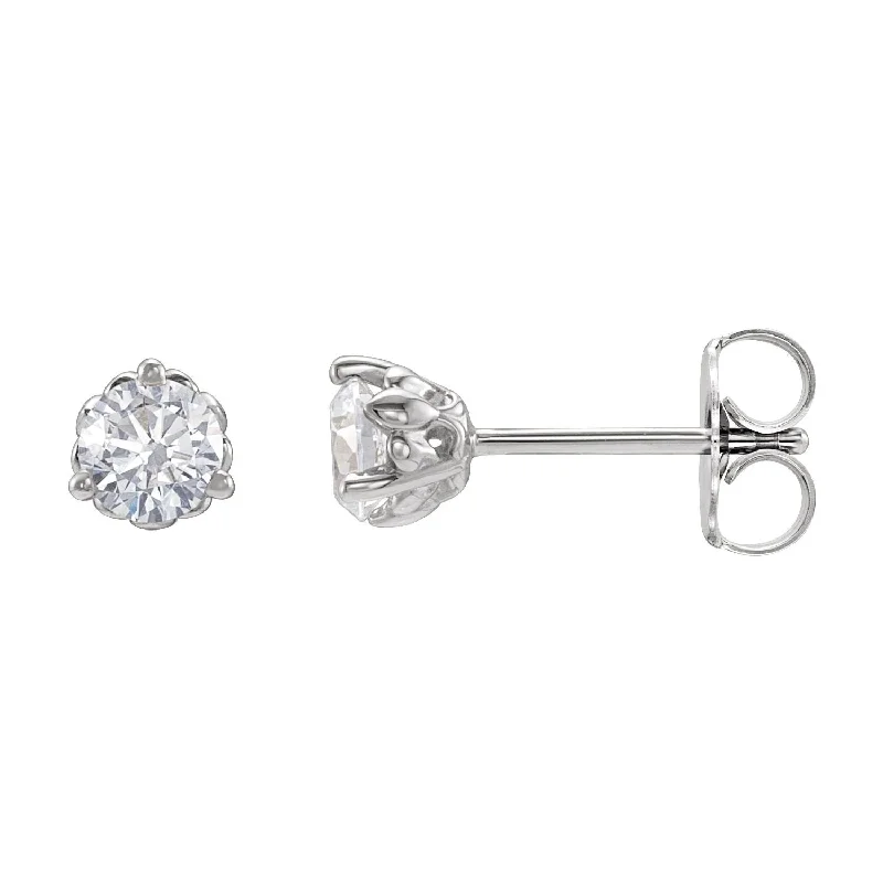 Drop Earrings for Birthday Celebration -14K Gold 1/2ct Lab-Grown Diamond Fleur-de-Lis Earrings Clarity SI, Color G-H