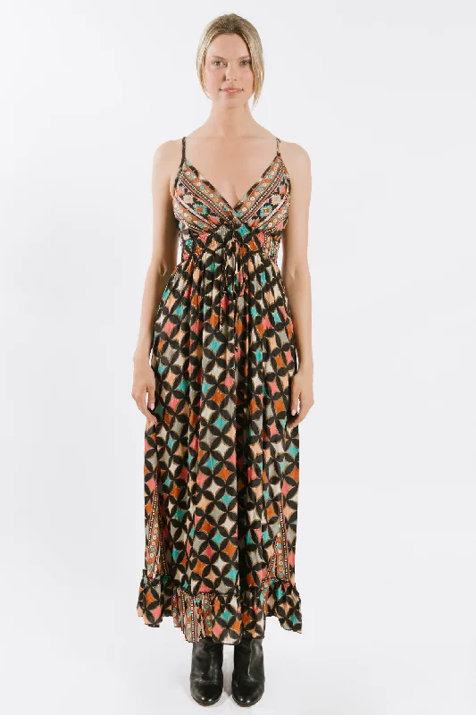 Hippie Dresses with Beads -Nahar Spaghetti Maxi Dress