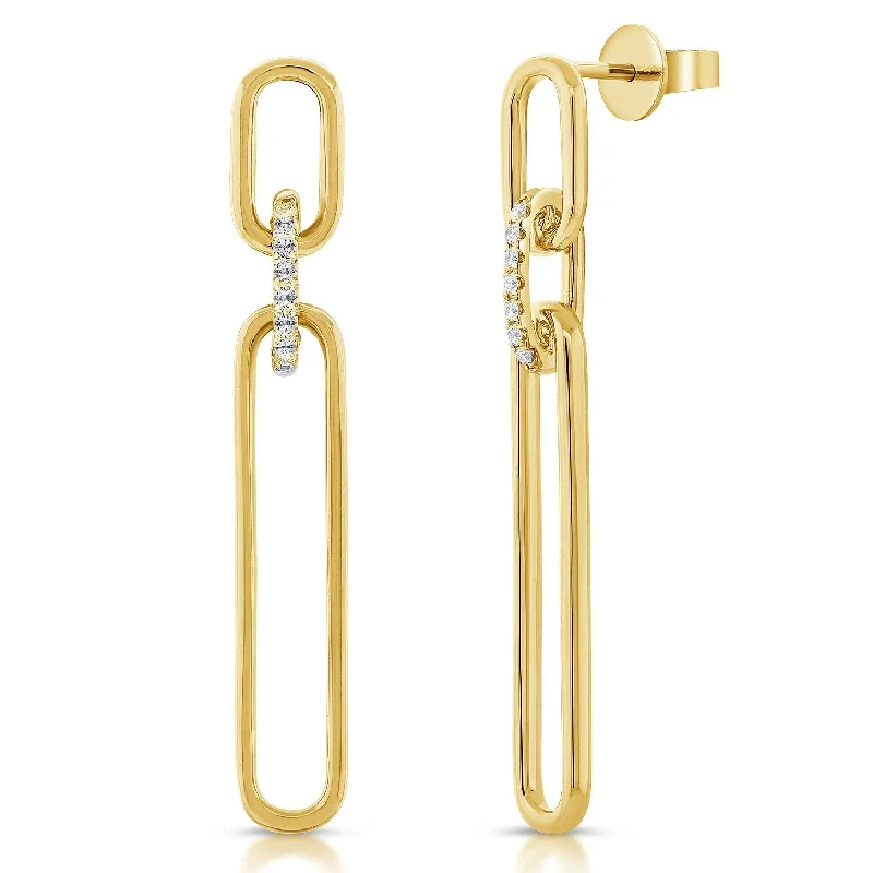 Tarnish Resistant Drop Earrings for Longevity -Joelle Collection Diamond Link Earrings 14K Gold