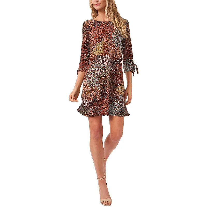 Buttoned Dresses for Stylish -MSK Womens Petites Printed Mini Shift Dress