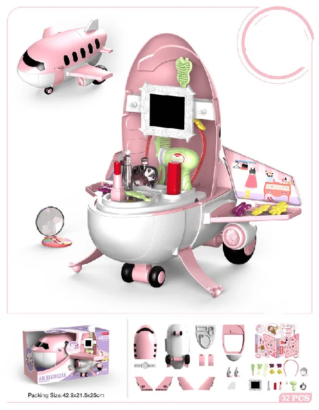 Orange Dresses for Energetic -Girl Play House Luxury Airplane Car Toy Little Princess Dresser Birthday Gift Children'S Disassembly Tool