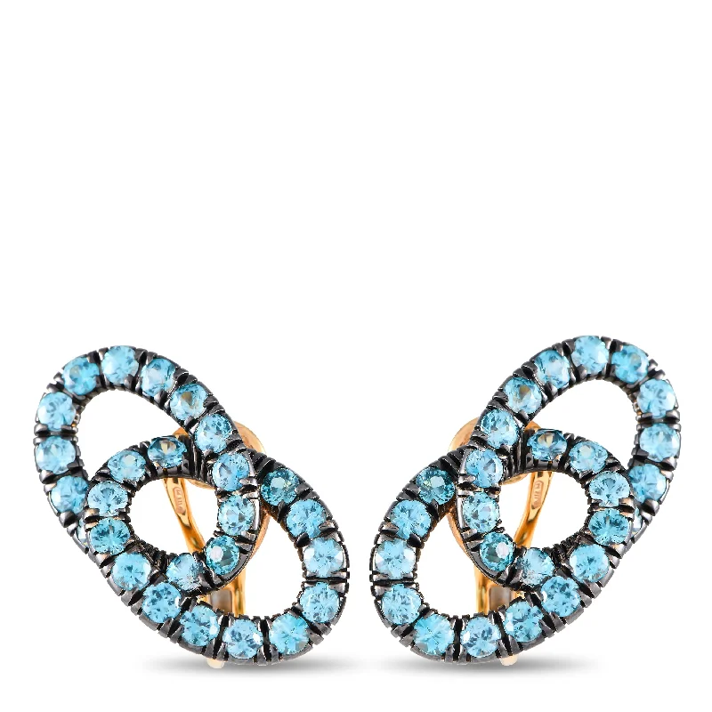 Drop Earrings for Shopping Trip -Pomellato Tango 18K Yellow Gold Blue Zircon Earrings PO16-102124 PO11-122324