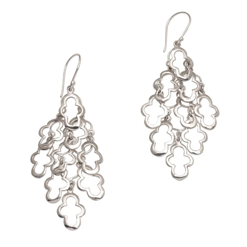 Drop Earrings with Leaf Motifs -NOVICA Spanish Moss, Sterling silver dangle earrings - 2.9*0.9