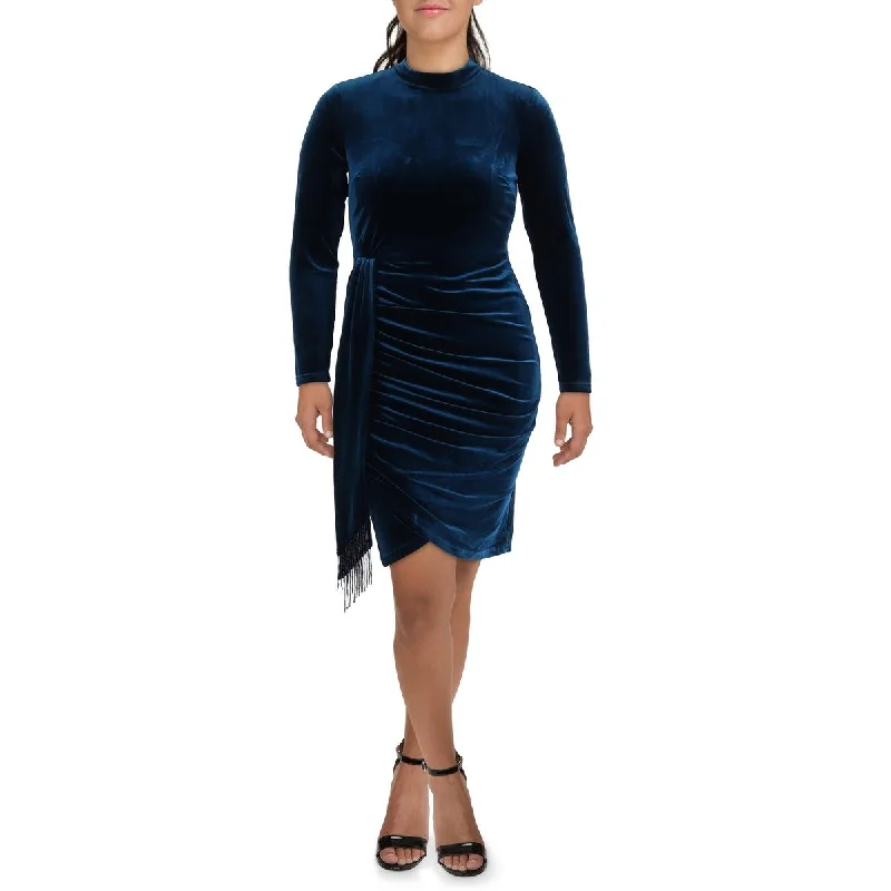 Tie-up Dresses for Decorative -Tahari ASL Womens Velvet Beaded Fringe Sheath Dress