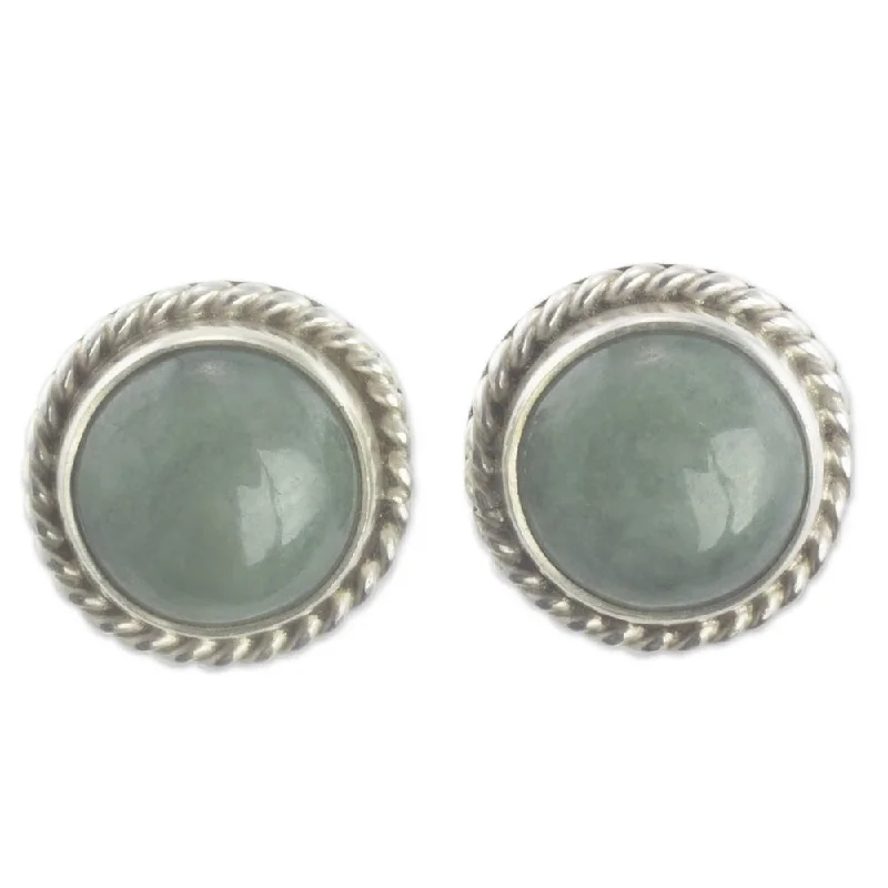 Drop Earrings for Yoga Session -Handmade Sterling Silver 'Life' Jade Earrings (Guatemala)