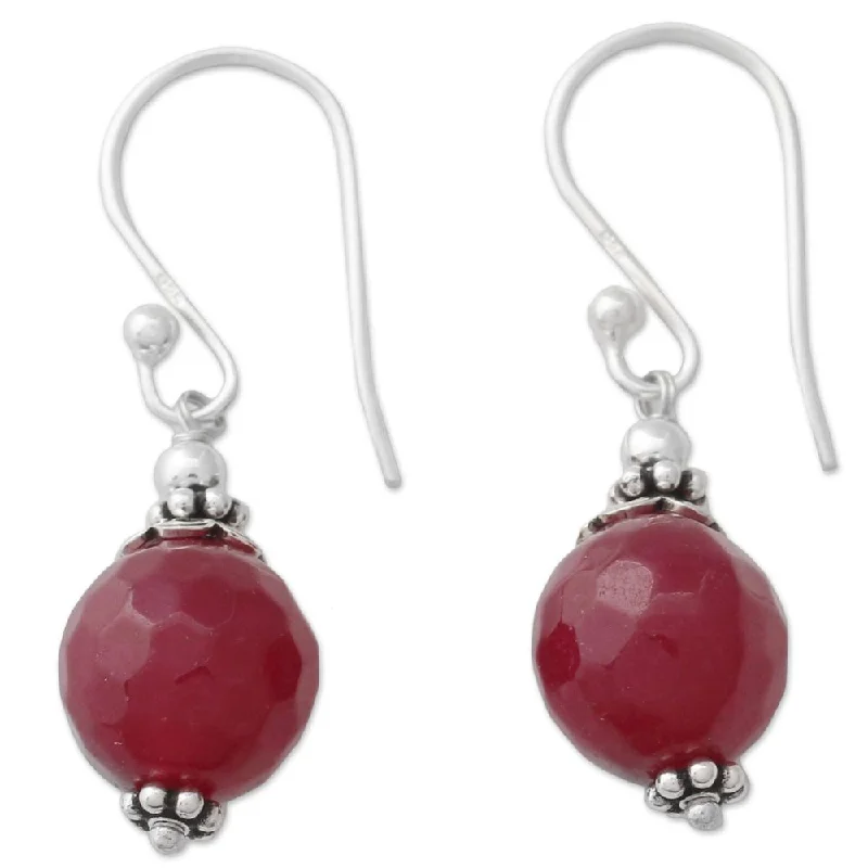 Drop Earrings with Star Motifs -NOVICA Handmade Sterling Silver 'Glorious Red' Agate Earrings (India) - 1.3*0.4