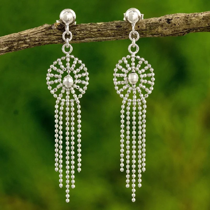 Contemporary Drop Earrings for Fashion -NOVICA Handmade Sterling Silver 'Moonbeam Cascade' Earrings (Thailand) - White - 2*0.4