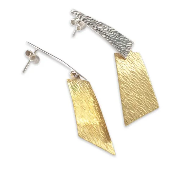 Drop Earrings with Keyhole Designs -Handmade Sterling Silver and Bronze 'Radiance' Earrings (Peru)